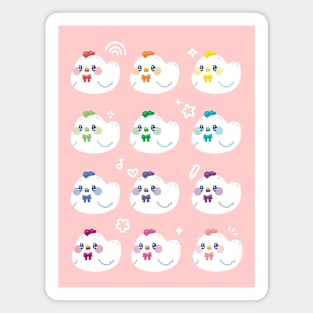 Rainbow Chicken Grid Kawaii Art Magnet